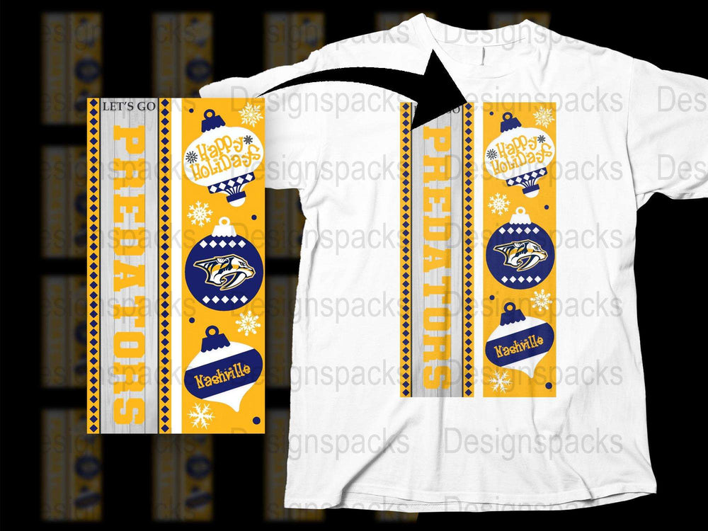 Nashville Hockey Team Scarf and T-Shirt Combo, Yellow Winter Sports Apparel, Fan Gear