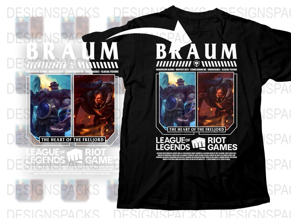 League of Legends Braum T-Shirt, The Heart of the Freljord, Gamer Apparel, Riot Games Merchandise