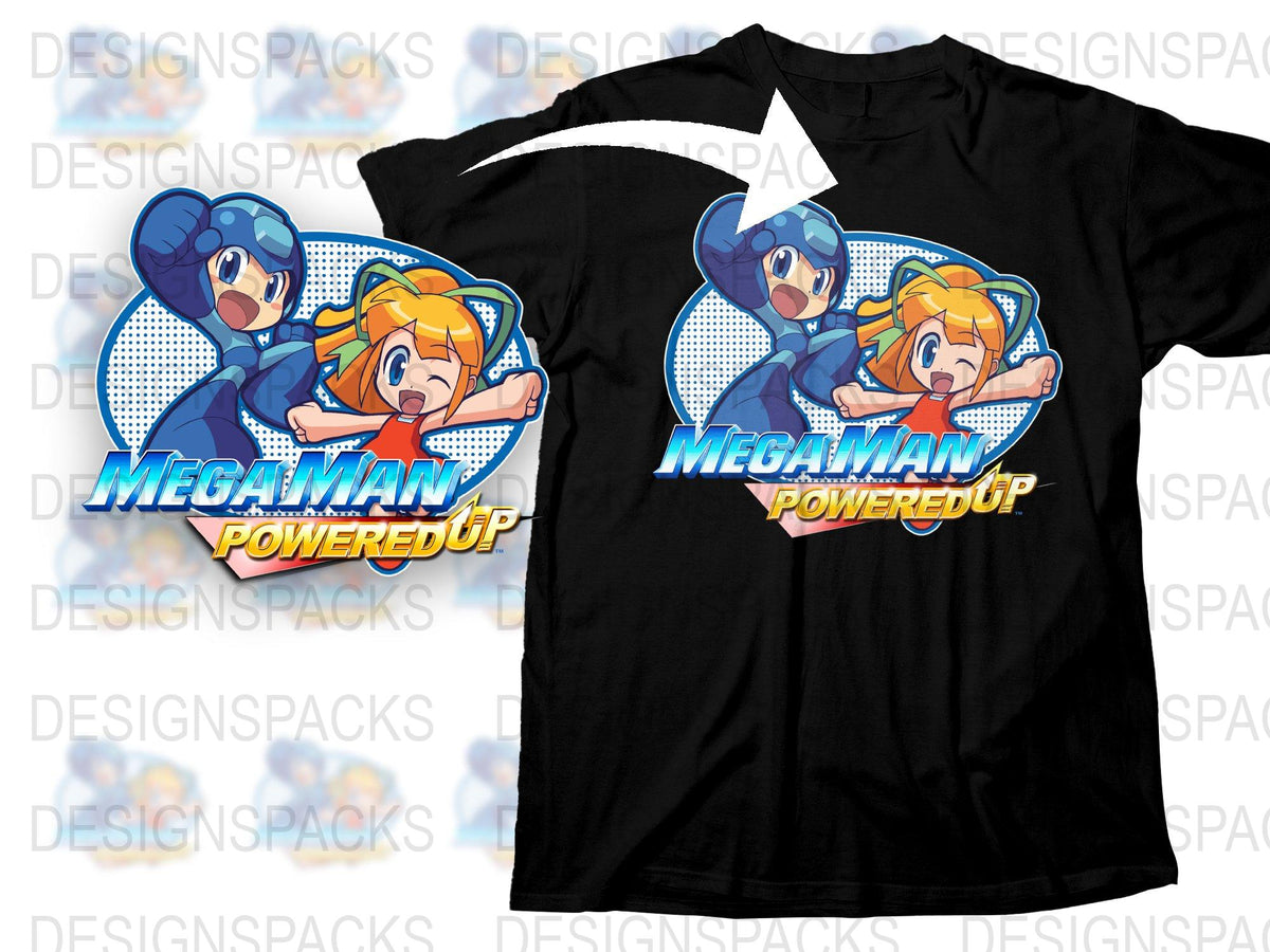 Mega Man Powered Up T-Shirt, Retro Gaming Tee, Vintage Capcom Game Shirt, Graphic Design Apparel, Gift for Gamers