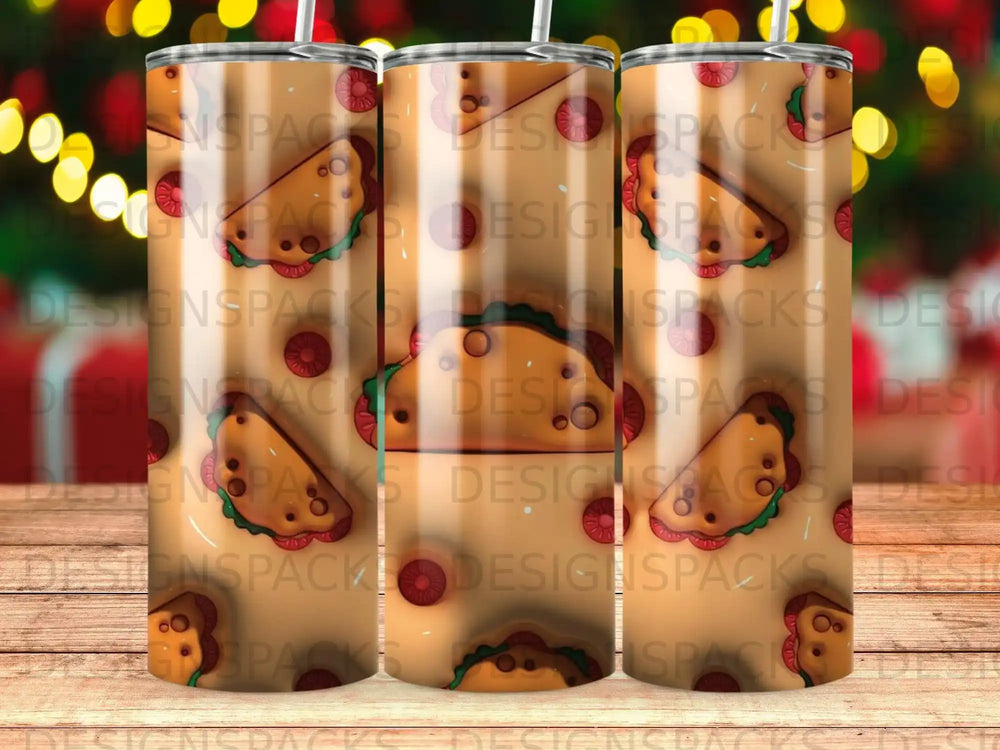 Festive Tacos Tomato Slices Pattern Beige Background product type
