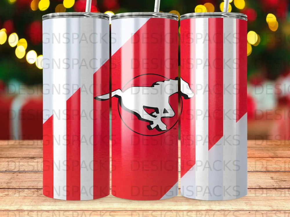 Red White Stripes Mustang Horse Logo Tumbler product type