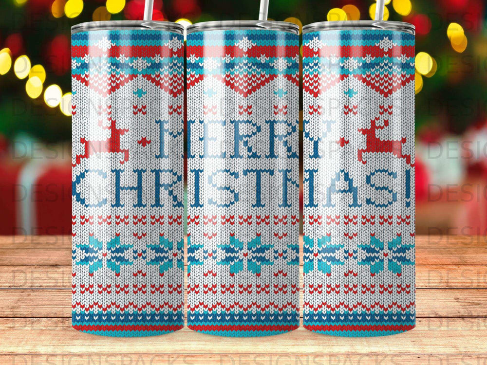 Seamless pattern with "Merry Christmas" text on a knit sweater background.