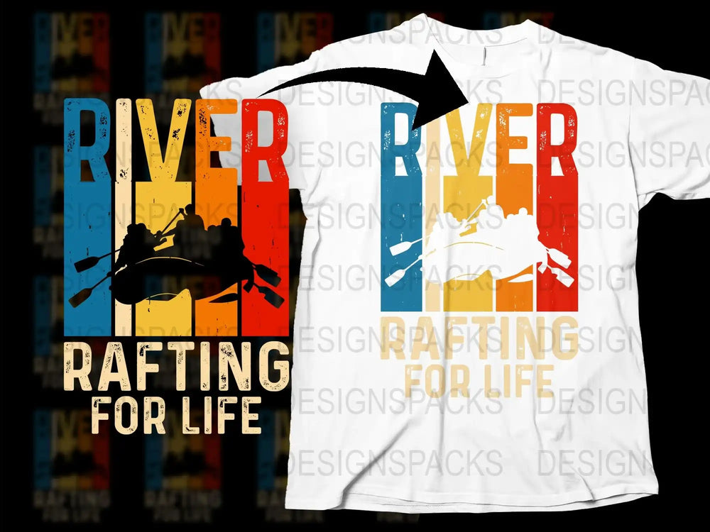 River Rafting For Life T-Shirt Colorful Outdoor Adventure Graphic Tee Kayak Lover Gift