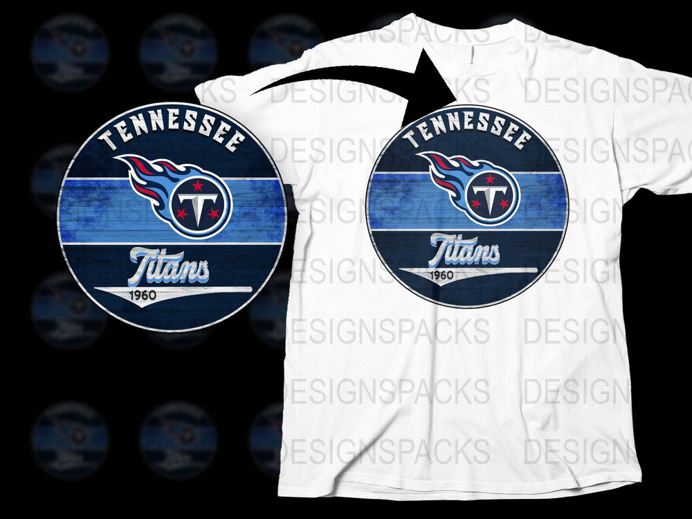 Tennessee Titans 1960 Logo T-Shirt, Retro Style Sports Fan Apparel, Blue and Red Graphic Tee