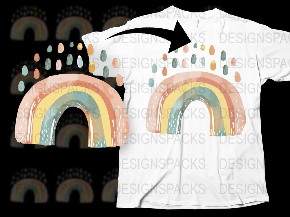Boho Rainbow T-Shirt, Unisex Kids Graphic Tee, Colorful Nursery Art Design, Casual Summer Top