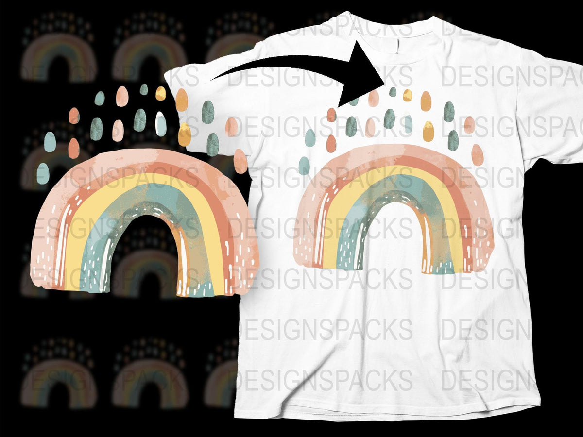 Boho Rainbow T-Shirt, Unisex Kids Graphic Tee, Colorful Nursery Art Design, Casual Summer Top