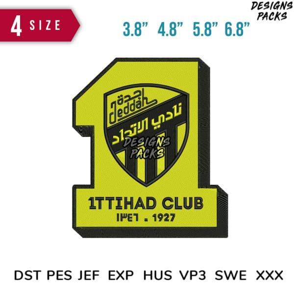 Al Ittihad Club embroidery design in 4 sizes, print-ready formats for DTG/DTF, tumbler wraps