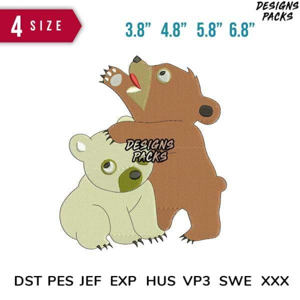 Cute bear embroidery design in 4 sizes, compatible with DST PES JEF formats for machine stitching