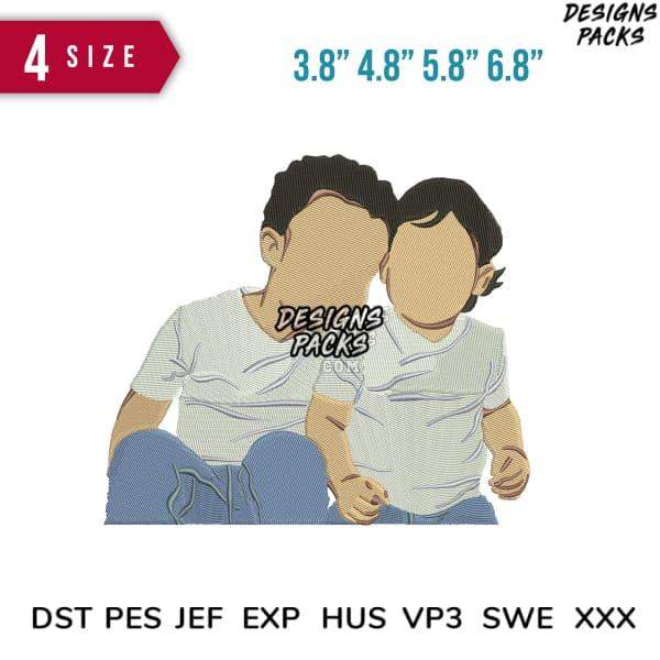 Embroidery design of couple hugging, available in 4 sizes & multiple formats like PES, DST, EXP for instant download