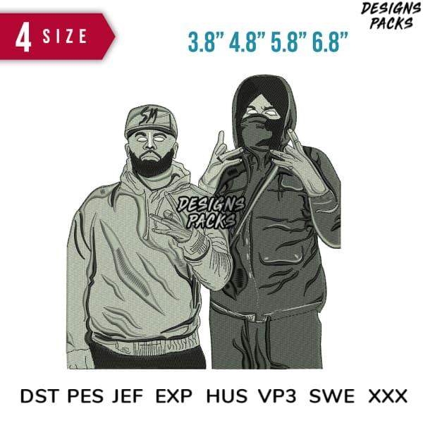 Streetwear hoodie design bundle with 4 sizes, DTF/DTG print-ready, embroidery formats included