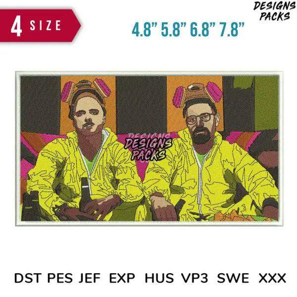 2 man Walter Pinkman Serie Embroidery Design Size item :4.8" 5.8" 6.8" 7.8"