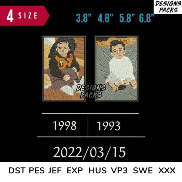 Embroidery designs for kids, available in 4 sizes, print-ready formats including DST, PES, and EXP.