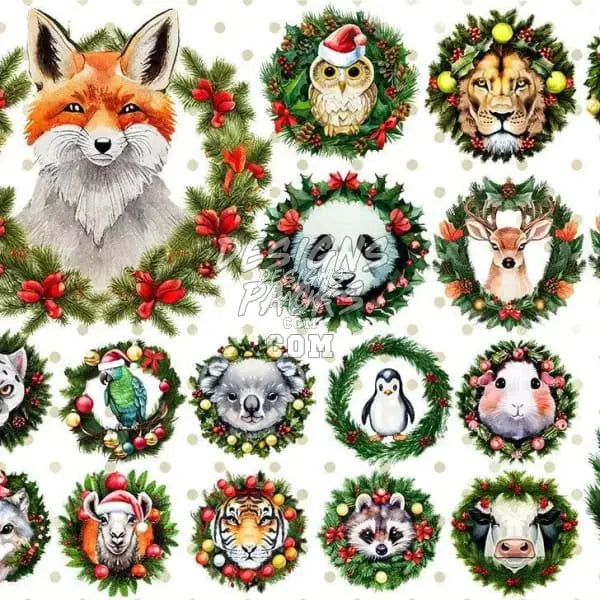 20 Christmas Animals v2 Designs Bundle PNG designspacks