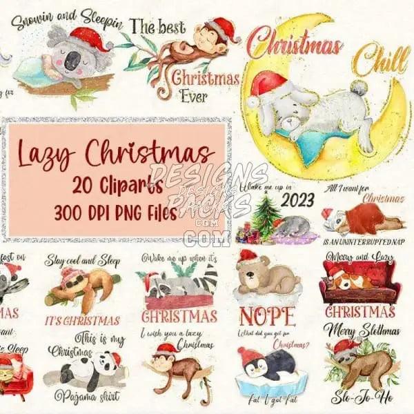 20 Christmas Animals v4 Designs Bundle PNG designspacks