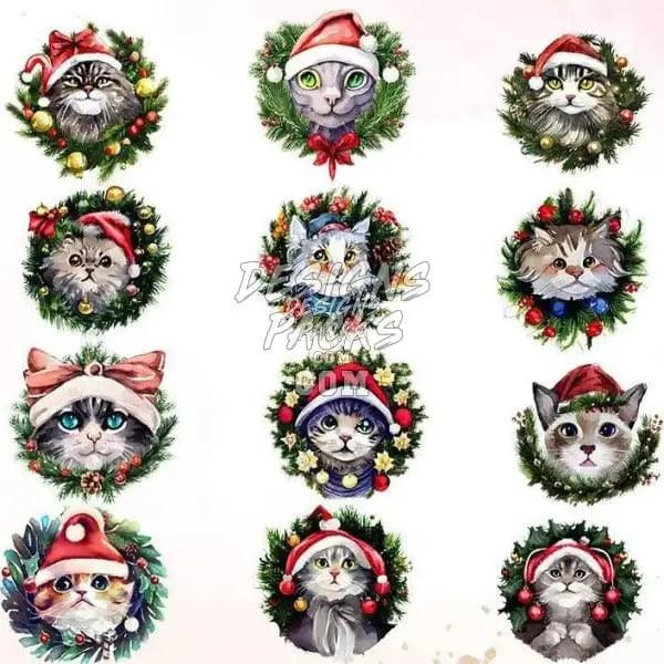 20 Christmas Cat v3 Designs Bundle PNG designspacks