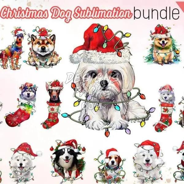 20 Christmas Dog Designs Bundle PNG designspacks