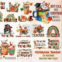 Load image into Gallery viewer, 20 Christmas teacher Designs Bundle PNG designspacks

