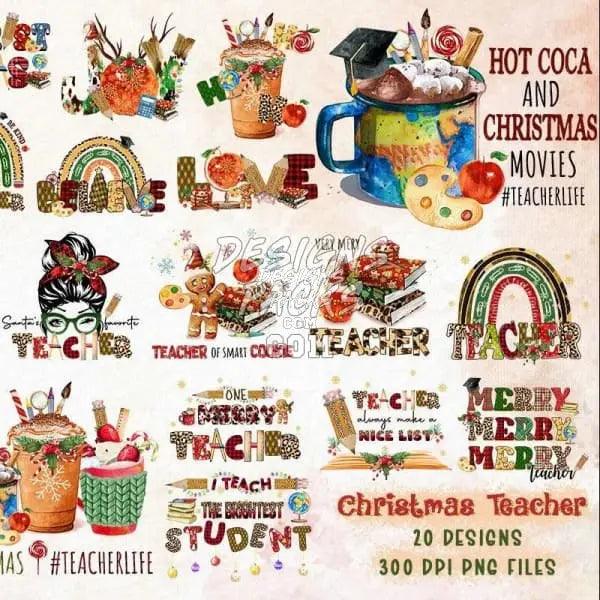 20 Christmas teacher Designs Bundle PNG designspacks