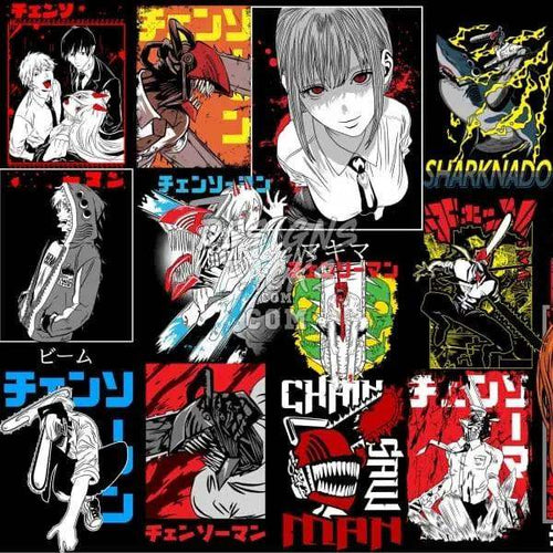 Anime-inspired DTF/DTG designs with bold characters and vibrant colors for t-shirts and merch