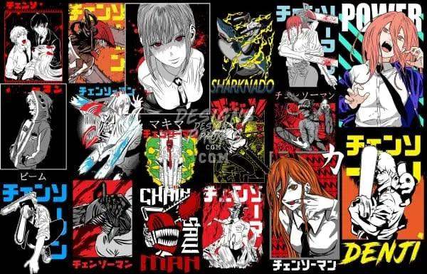 Anime-inspired DTF/DTG designs featuring bold characters and vibrant graphics for print-ready use.