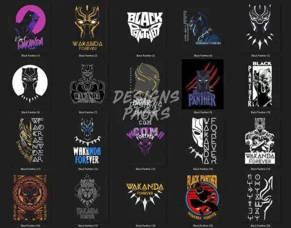 Black Panther and Wakanda Forever DTF/DTG designs bundle, print-ready PNG/SVG for t-shirts and merch