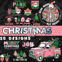 Load image into Gallery viewer, 20 Pink Christmas v2 Designs Bundle PNG designspacks
