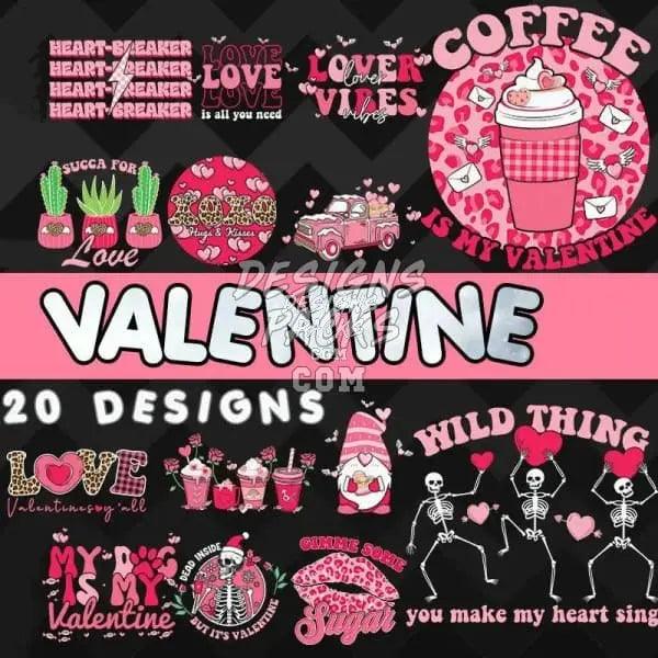 20 Valentine V1 Designs Bundle PNG designspacks