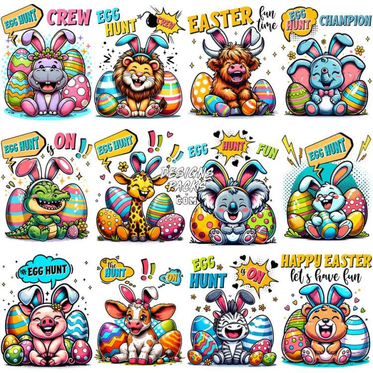 20 Animals Easter Egg Hunters Designs Bundle Png