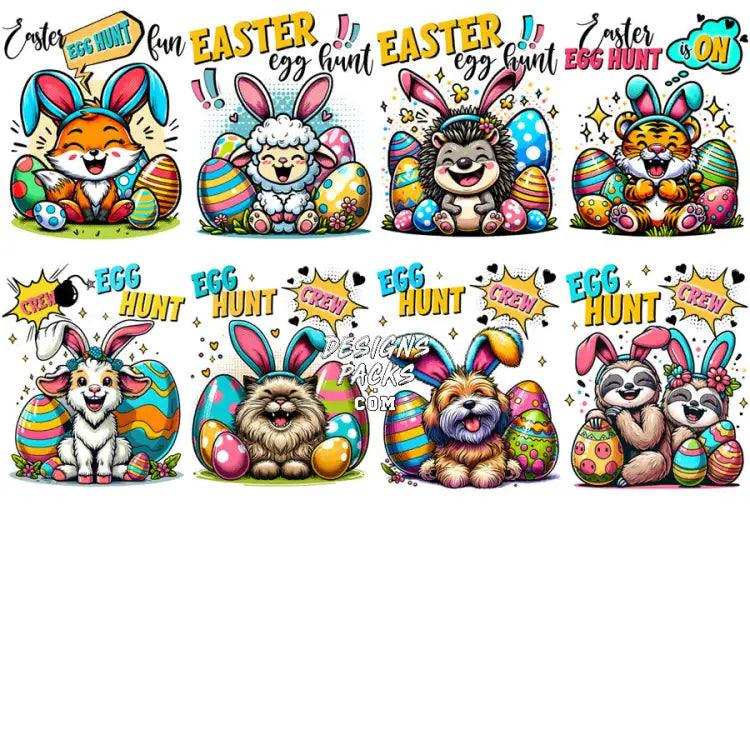 20 Animals Easter Egg Hunters Designs Bundle Png