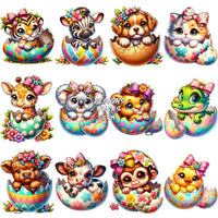 Load image into Gallery viewer, 20 Animals Easter Eggshell Designs Bundle Png
