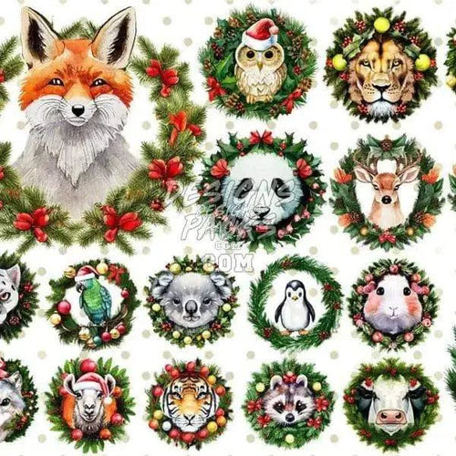 20 Christmas Animals v2 Designs Bundle PNG
