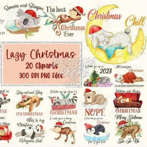20 Christmas Animals v4 Designs Bundle PNG