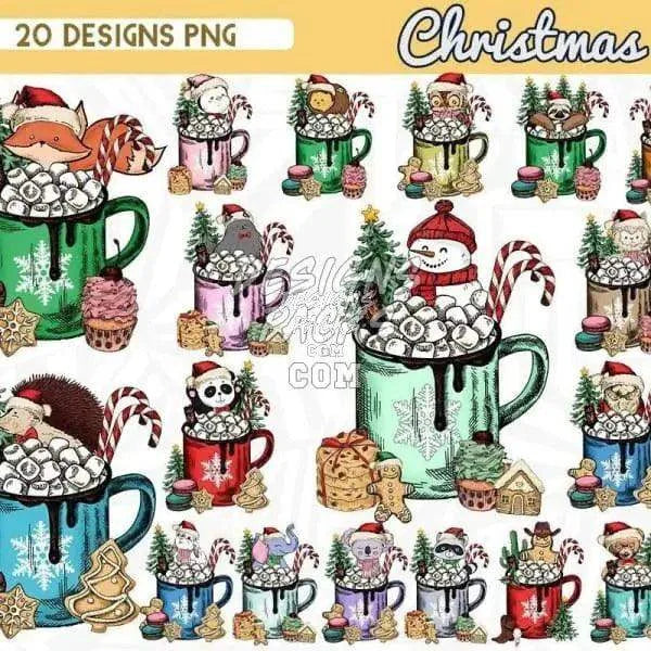 20 Christmas Drinks Designs Bundle PNG