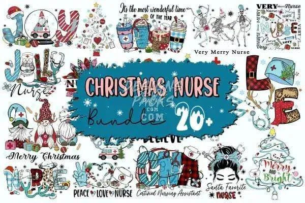 20 Christmas nurse Designs Bundle PNG