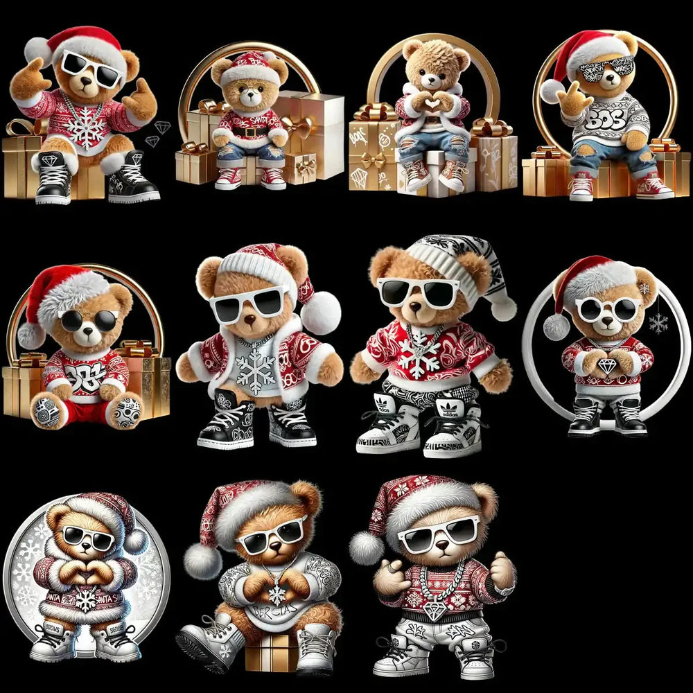 20 Christmas Teddy Bear Designs Bundle PNG