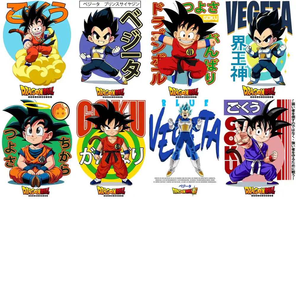 20 Dragon ball Streetwear Anime Designs Bundle PNG + PDF