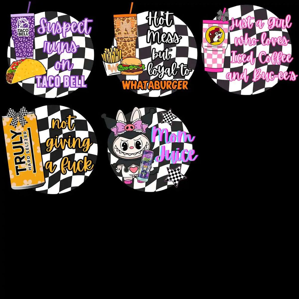 20 Food & Drinks Hot Mess & Snack Lover Designs Bundle PNG
