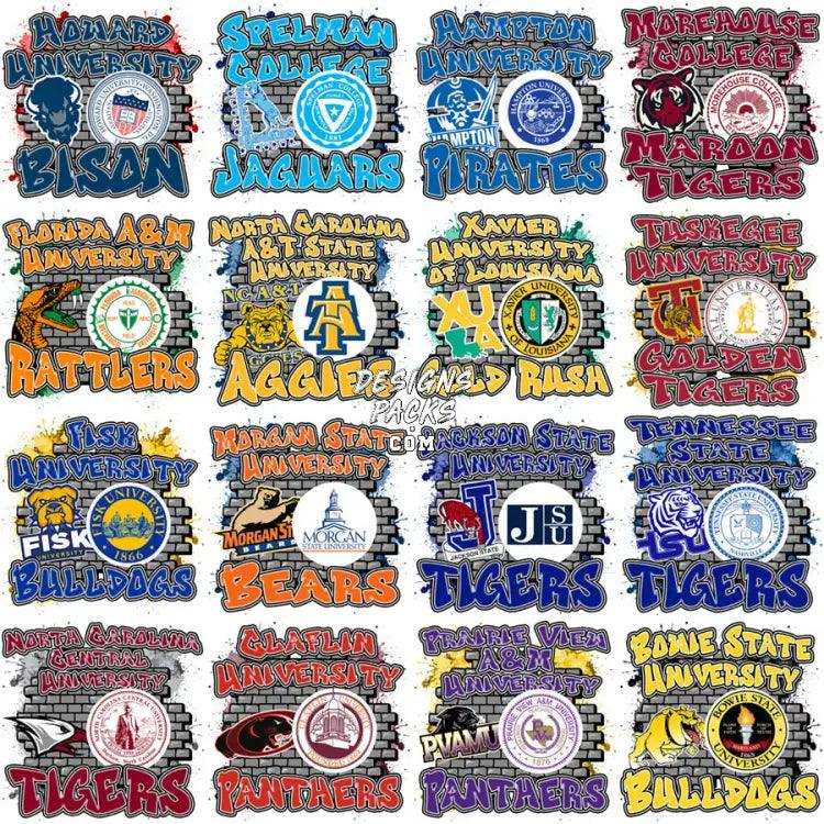 20 Hbcu Graffiti College Team Designs Bundle Png