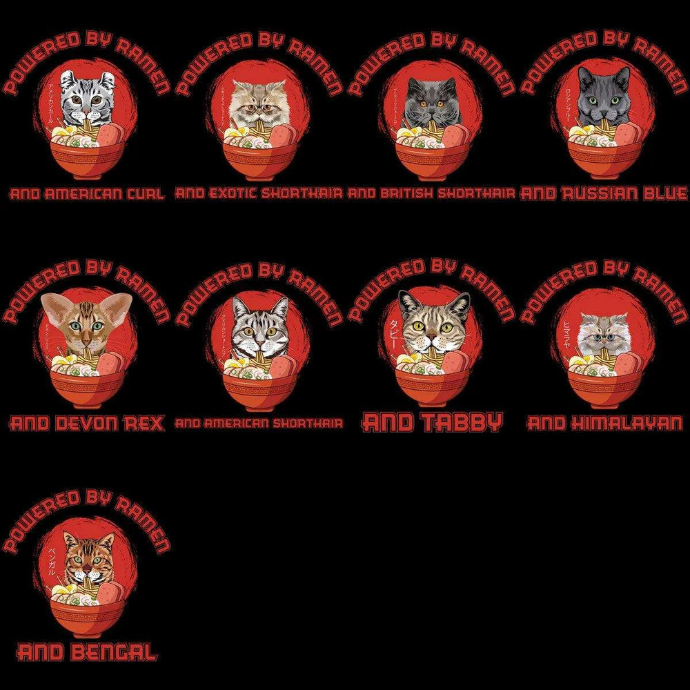 20 Powered by Cats & Ramen Funny Japan Designs Bundle PNG