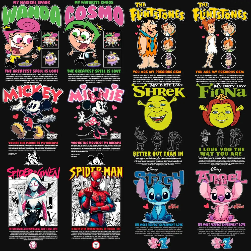 20 Valentine Couples Streetwear Black + White Designs Bundle PNG