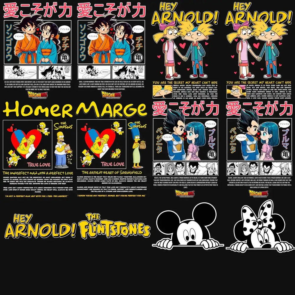 20 Valentine Couples Streetwear Black + White Designs Bundle PNG