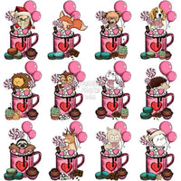 Load image into Gallery viewer, 20 Valentine Drinks Ballons Animals Designs Bundle Png
