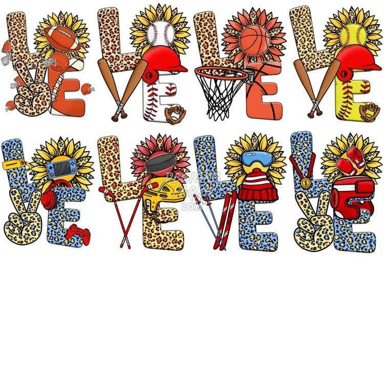 20 Valentine Love Sunflower Sports Designs Bundle Png