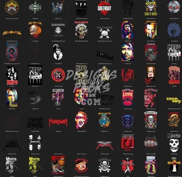 Rock band logo designs for DTF DTG embroidery, print-ready PNG SVG PES, instant download
