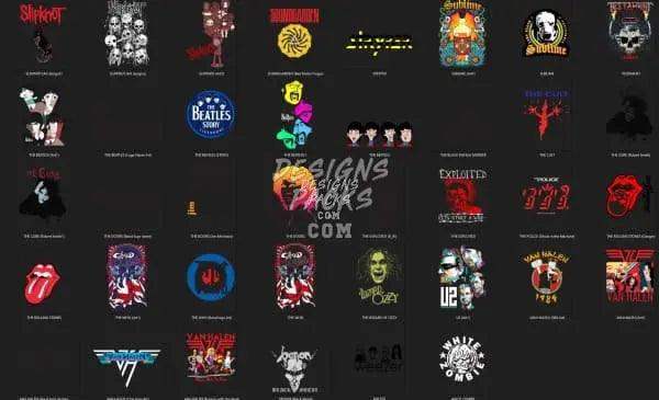 Print-ready band logo designs for DTF, DTG, embroidery, and tumbler wraps, instant download