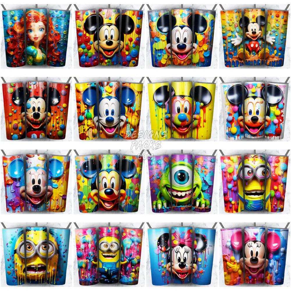 200 Cartoon Mix Paint Tumbler Wrap Bundle Jpg