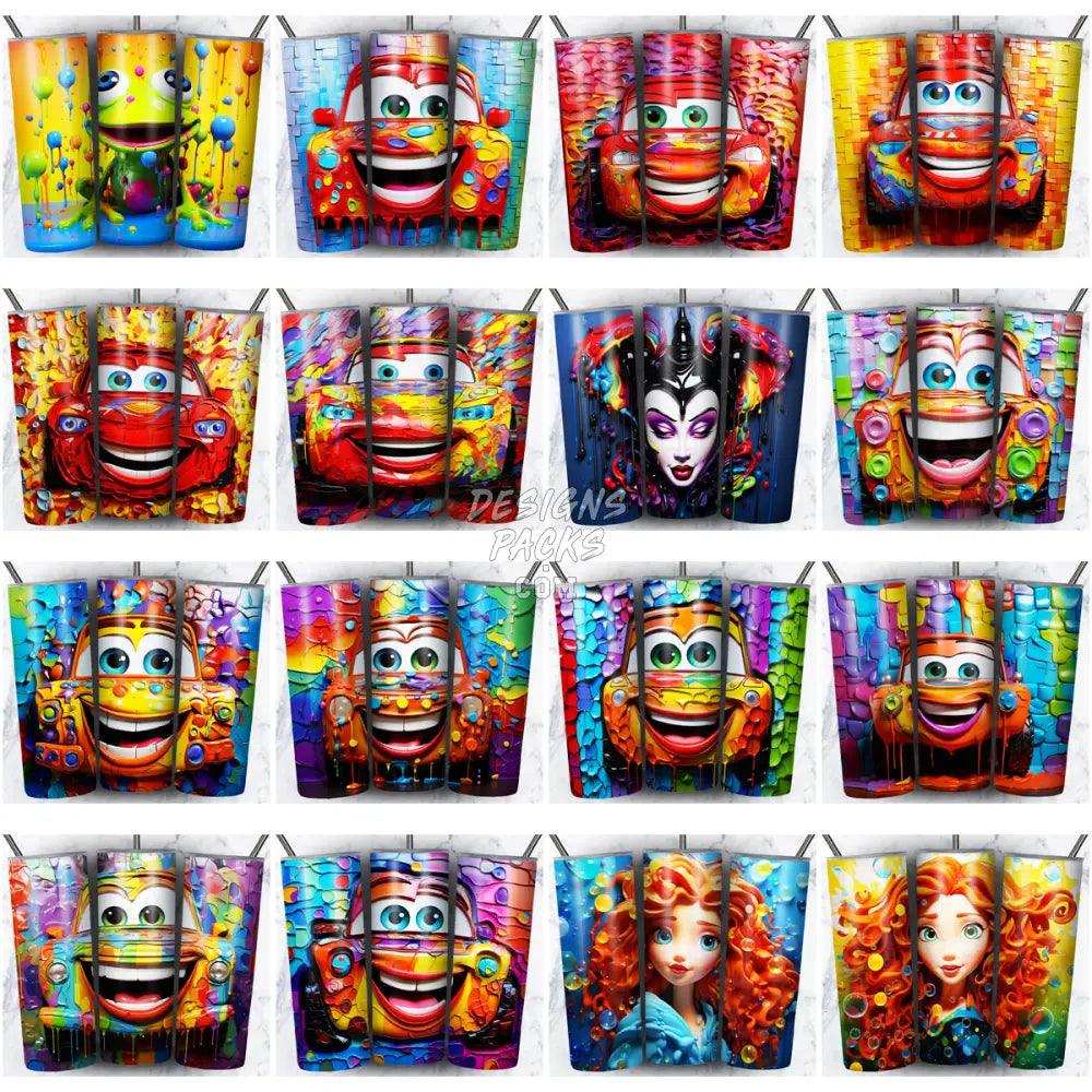 200 Cartoon Mix Paint Tumbler Wrap Bundle Jpg