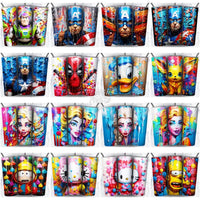 Load image into Gallery viewer, 200 Cartoon Mix Paint Tumbler Wrap Bundle Jpg
