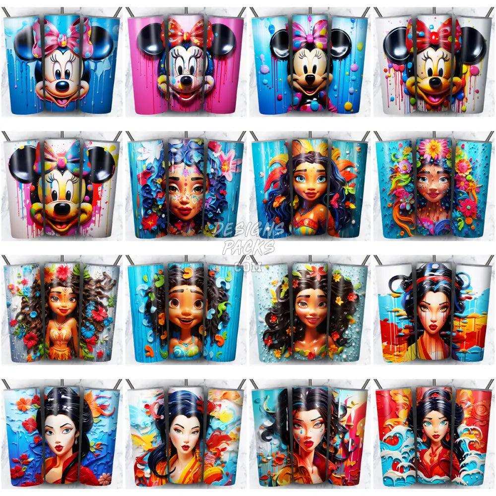 200 Cartoon Mix Paint Tumbler Wrap Bundle Jpg