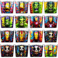 Load image into Gallery viewer, 200 Cartoon Mix Paint Tumbler Wrap Bundle Jpg
